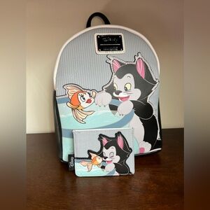 NWT Loungefly Disney Figaro with Cleo Backpack with Wallet.